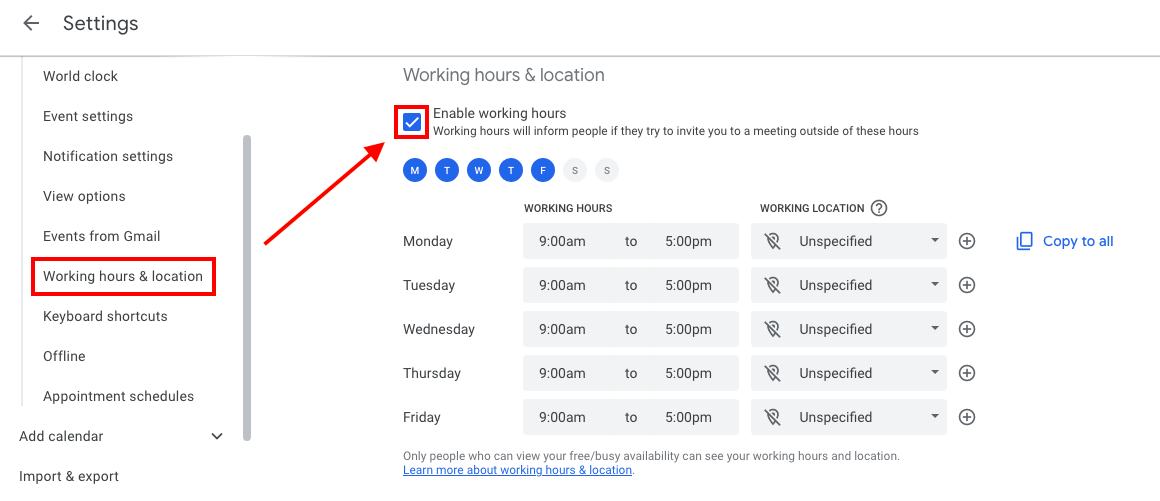 Working Hours & Location