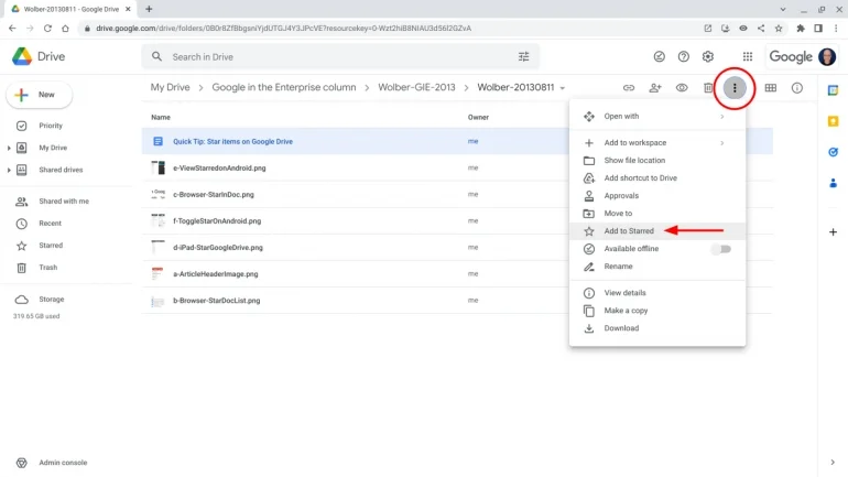 Star Your Google Drive