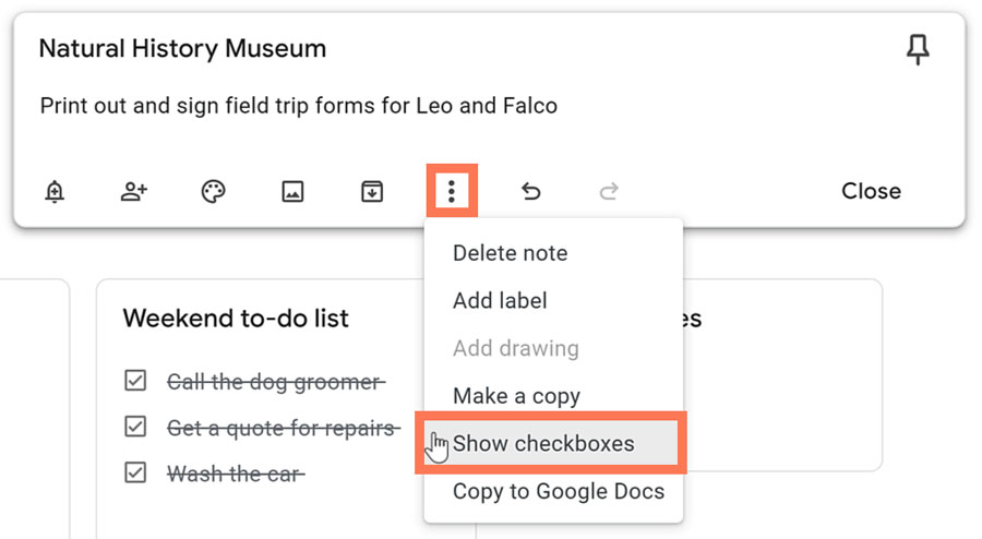 Add checklists