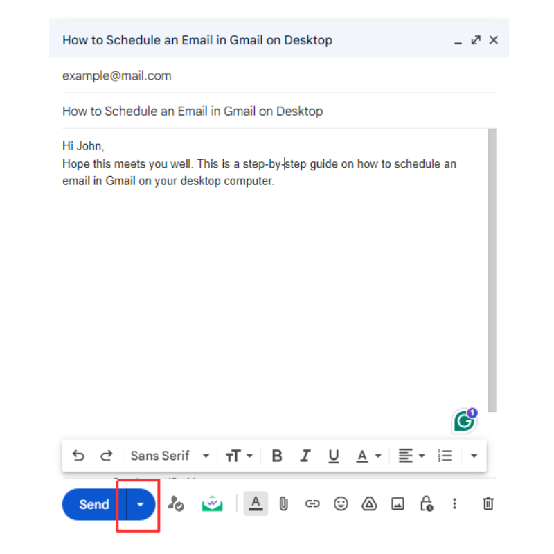 arrow next to the “Send” button