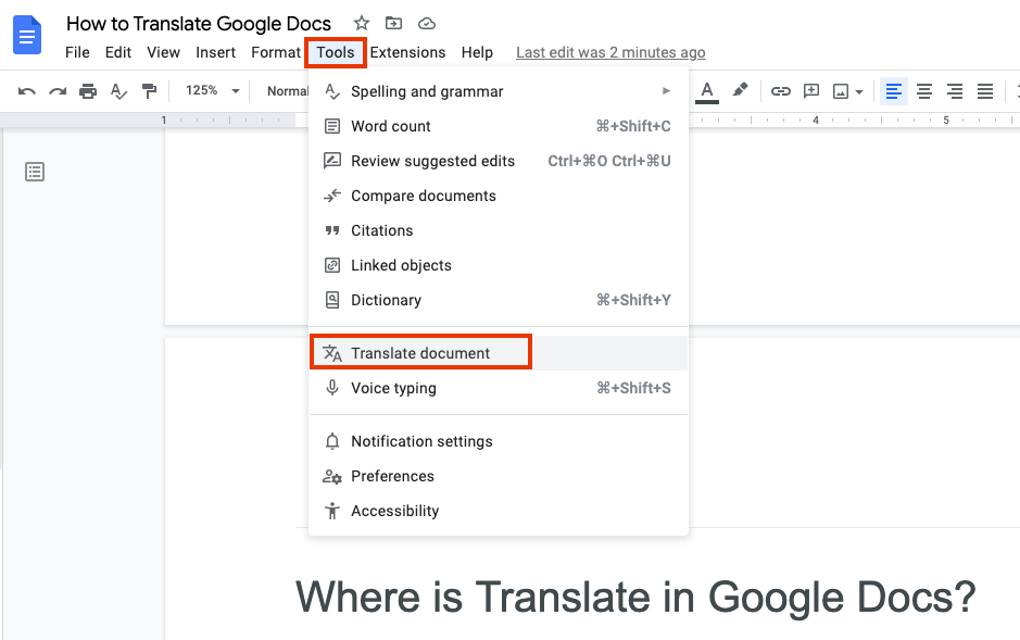 Translate document