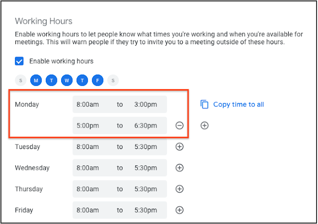 Set your hours and days