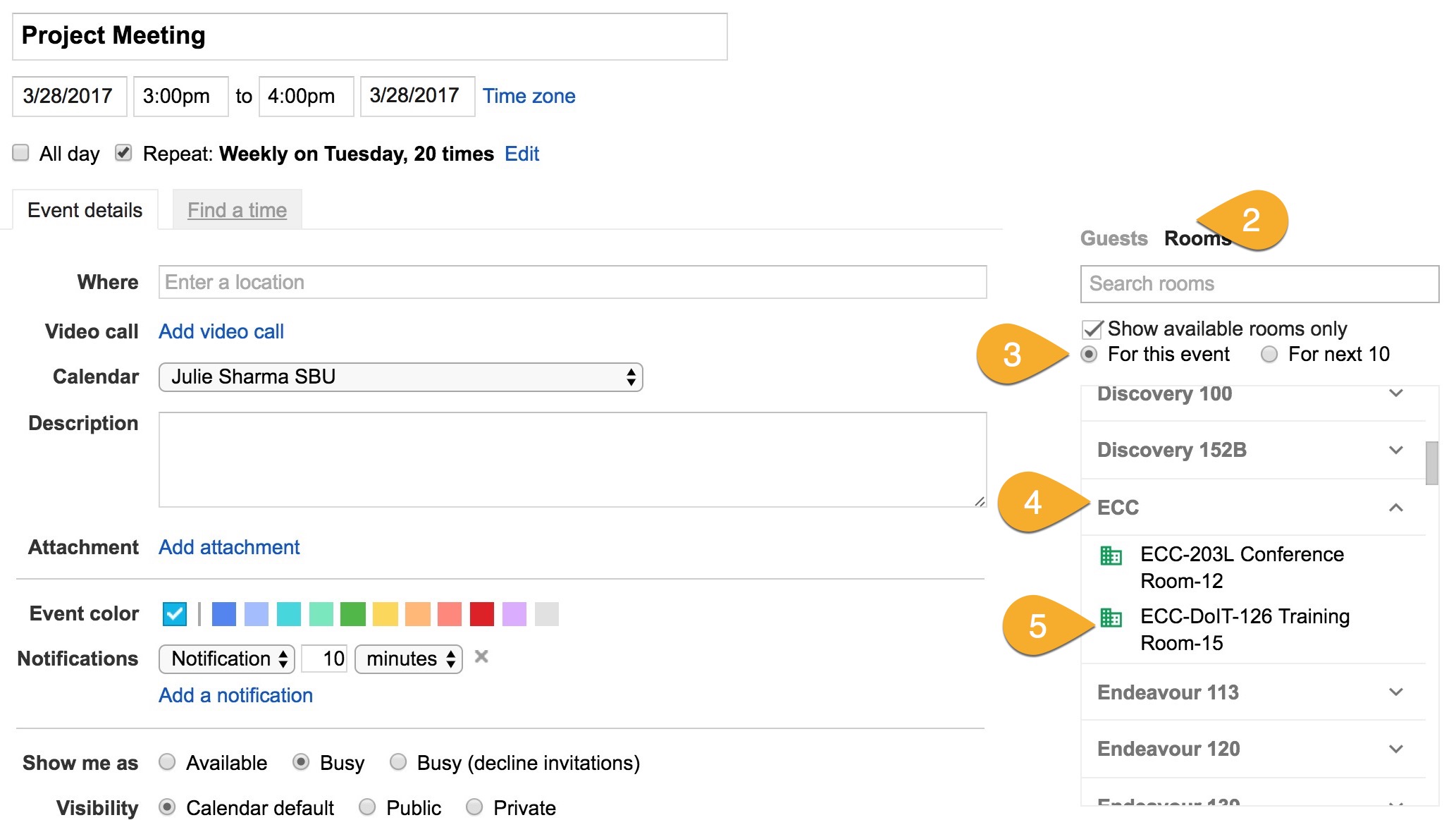google calendar Recurring Events