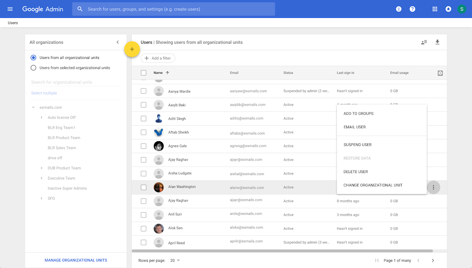 More > Change Organizational Unit