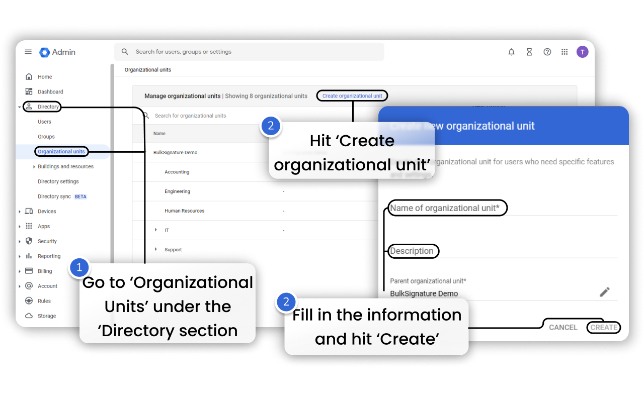 Directory > Organizational Units