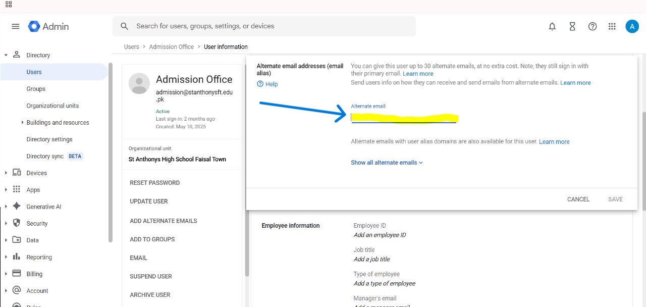 add alternative email alias