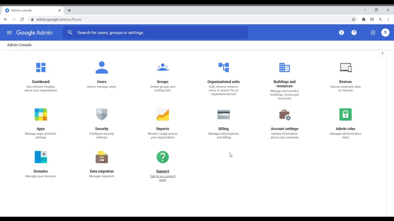 access the Google Admin console