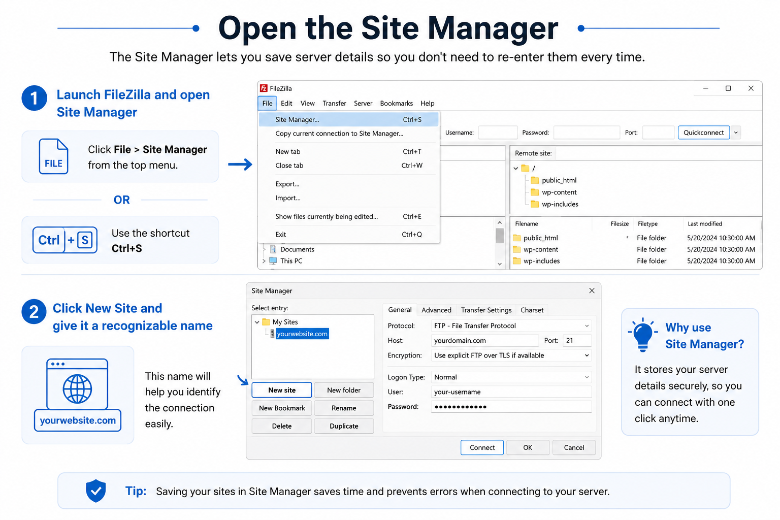 Open the Site Manager
