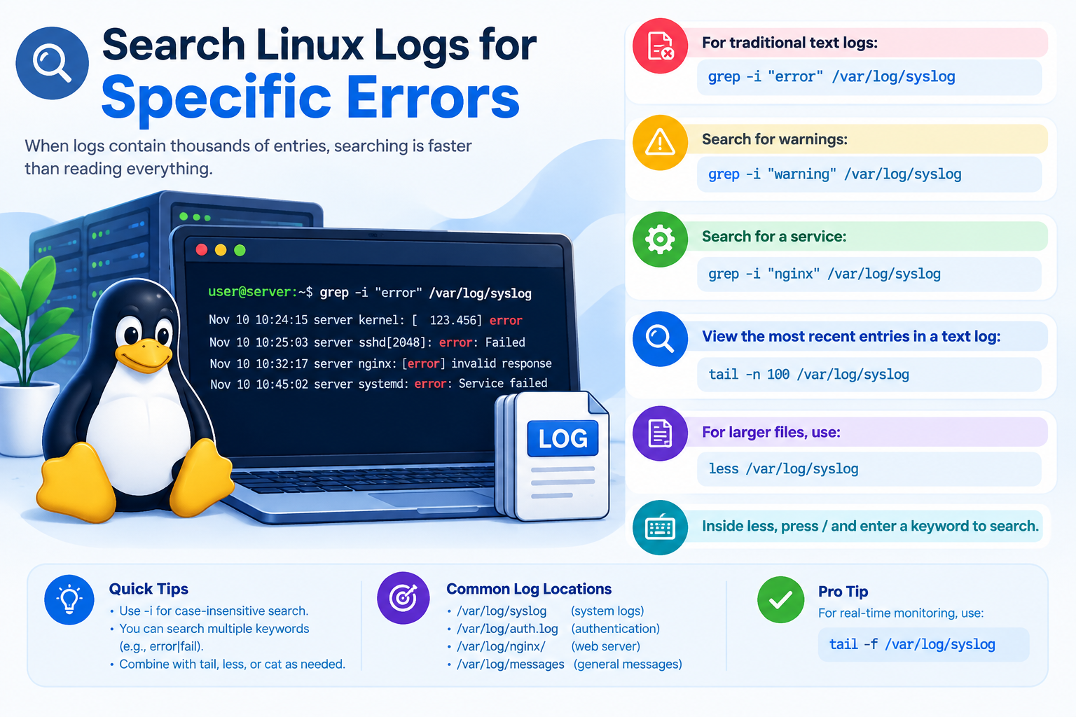 Search Linux Logs for Specific Errors