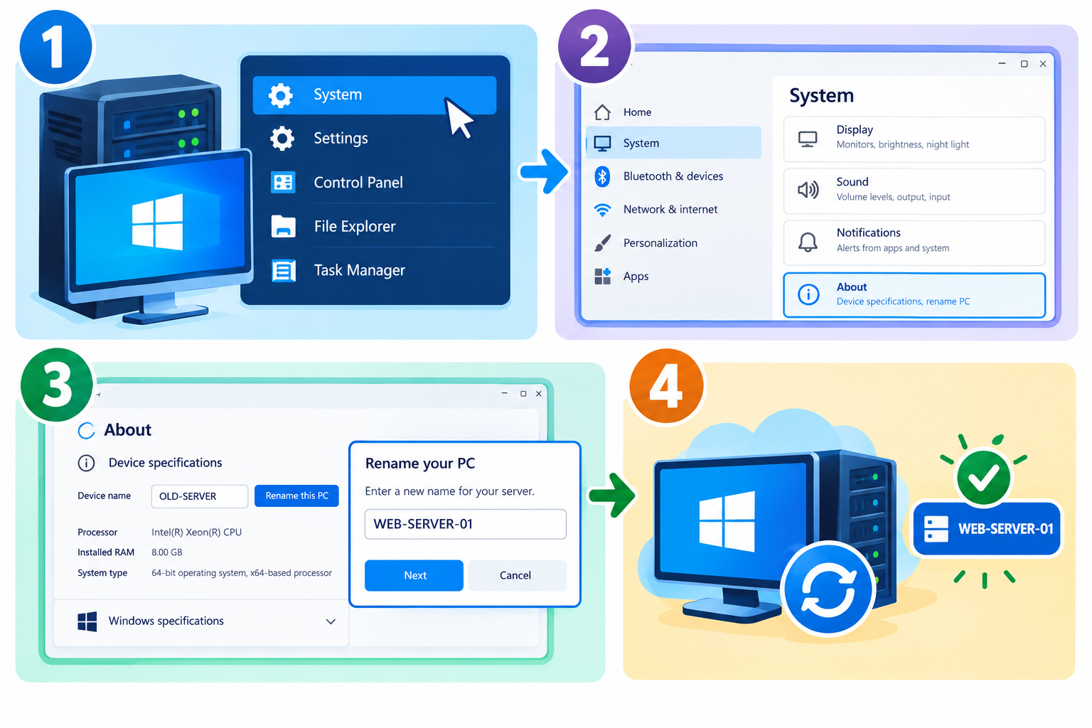 Method 1: Change the Windows Server Name Using System
