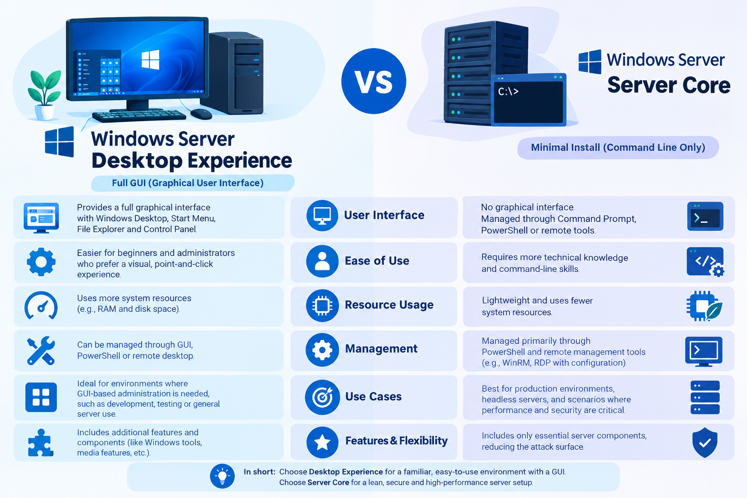 Windows Server Desktop Experience vs. Server Core
